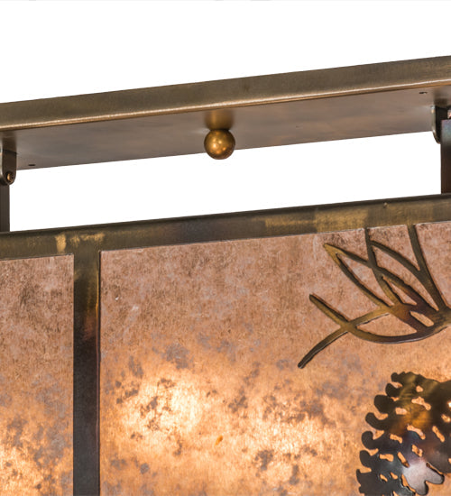 Meyda Lighting Balsam Pine 16" 6-Light Light Burnished Antique Copper Flush Mount Light With Silver Mica Shade Glass