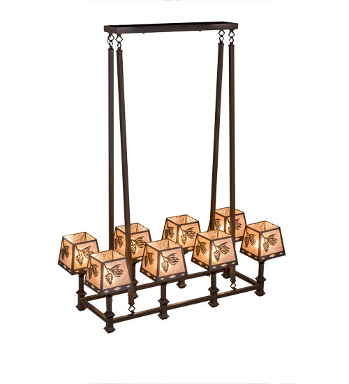 Meyda Lighting Balsam Pine 170354 38" 8-Light Cafe Noir Chandelier With Silver Mica Shade Glass