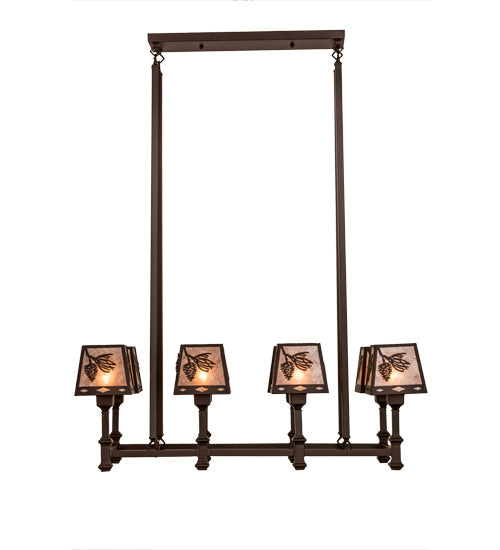 Meyda Lighting Balsam Pine 170354 38" 8-Light Cafe Noir Chandelier With Silver Mica Shade Glass