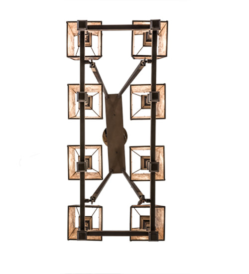 Meyda Lighting Balsam Pine 170354 38" 8-Light Cafe Noir Chandelier With Silver Mica Shade Glass