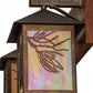 Meyda Lighting Balsam Pine 20" 2-Light Acid Steel & Natural Wood Wall Sconce With Beige Iridescent Shade Glass