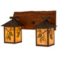 Meyda Lighting Balsam Pine 20" 2-Light Acid Steel & Natural Wood Wall Sconce With Beige Iridescent Shade Glass