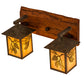 Meyda Lighting Balsam Pine 20" 2-Light Acid Steel & Natural Wood Wall Sconce With Beige Iridescent Shade Glass