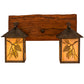 Meyda Lighting Balsam Pine 20" 2-Light Acid Steel & Natural Wood Wall Sconce With Beige Iridescent Shade Glass
