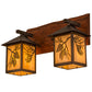 Meyda Lighting Balsam Pine 20" 2-Light Acid Steel & Natural Wood Wall Sconce With Beige Iridescent Shade Glass