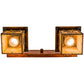 Meyda Lighting Balsam Pine 20" 2-Light Acid Steel & Natural Wood Wall Sconce With Beige Iridescent Shade Glass