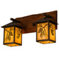 Meyda Lighting Balsam Pine 20" 2-Light Acid Steel & Natural Wood Wall Sconce With Beige Iridescent Shade Glass