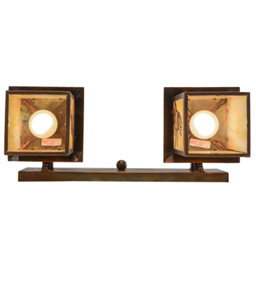 Meyda Lighting Balsam Pine 20" 2-Light Vintage Copper Vanity Light With Beige Iridescent Shade Glass