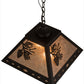 Meyda Lighting Balsam Pine 22" 2-Light Flat Black Pendant Light With Silver Mica Shade Glass