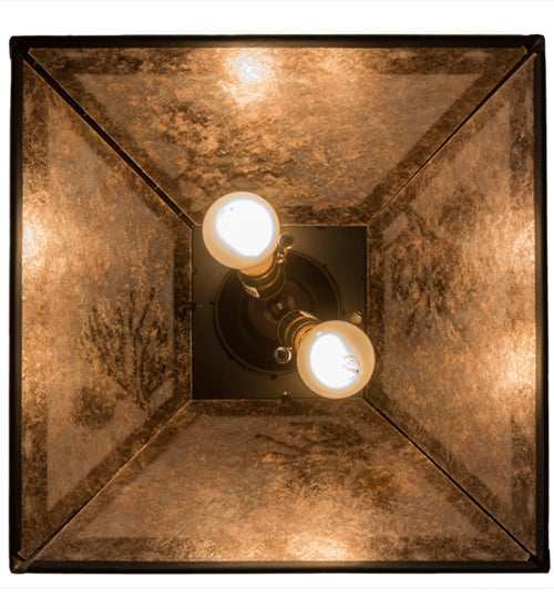 Meyda Lighting Balsam Pine 22" 2-Light Flat Black Pendant Light With Silver Mica Shade Glass