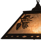 Meyda Lighting Balsam Pine 22" 2-Light Flat Black Pendant Light With Silver Mica Shade Glass