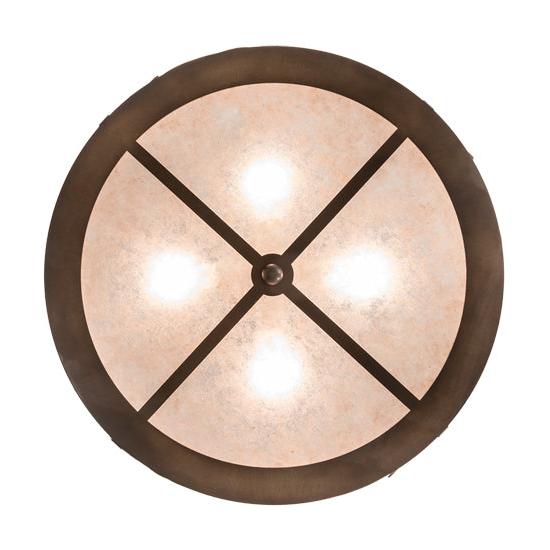 Meyda Lighting Balsam Pine 22" 4-Light Antique Copper Inverted Pendant Light With Silver Mica Shade Glass