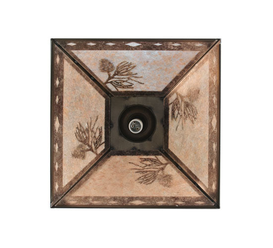 Meyda Lighting Balsam Pine 23" 2-Light Antique Copper Pendant Light With Silver Mica Shade Glass