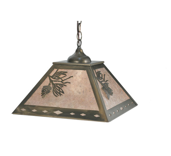 Meyda Lighting Balsam Pine 23" 2-Light Antique Copper Pendant Light With Silver Mica Shade Glass