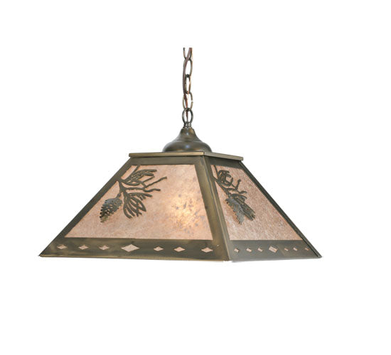 Meyda Lighting Balsam Pine 23" 2-Light Antique Copper Pendant Light With Silver Mica Shade Glass