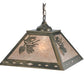 Meyda Lighting Balsam Pine 23" 2-Light Antique Copper Pendant Light With Silver Mica Shade Glass