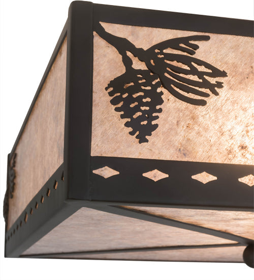 Meyda Lighting Balsam Pine 26" 2-Light Oil Rubbed Bronze Flush Mount Light With Silver Mica Shade Glass