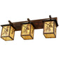 Meyda Lighting Balsam Pine 29" 3-Light Vintage Copper Vanity Light With Beige Iridescent Shade Glass