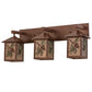 Meyda Lighting Balsam Pine 30" 3-Light Rust & Green Trees Vanity Light With Silver Mica Shade Glass