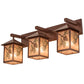 Meyda Lighting Balsam Pine 30" 3-Light Rust & Green Trees Vanity Light With Silver Mica Shade Glass