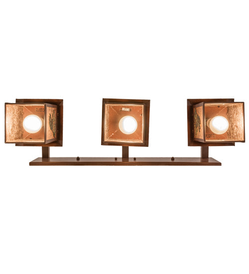 Meyda Lighting Balsam Pine 30" 3-Light Rust & Green Trees Vanity Light With Silver Mica Shade Glass
