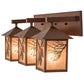 Meyda Lighting Balsam Pine 30" 3-Light Rust & Green Trees Vanity Light With Silver Mica Shade Glass