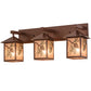 Meyda Lighting Balsam Pine 30" 3-Light Rust & Green Trees Vanity Light With Silver Mica Shade Glass