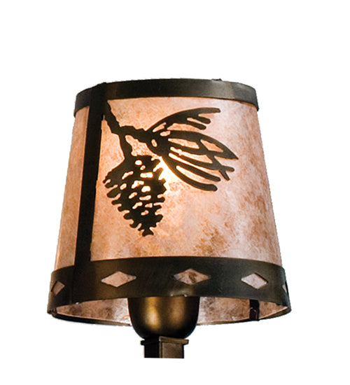 Meyda Lighting Balsam Pine 38" 8-Light Antique Copper Chandelier With Silver Mica Shade Glass