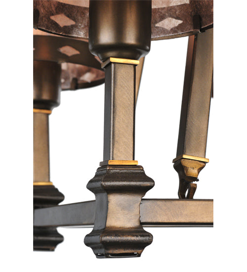 Meyda Lighting Balsam Pine 38" 8-Light Antique Copper Chandelier With Silver Mica Shade Glass