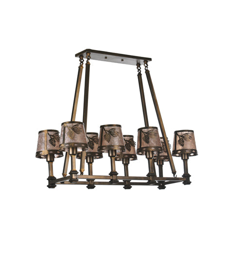 Meyda Lighting Balsam Pine 38" 8-Light Antique Copper Chandelier With Silver Mica Shade Glass