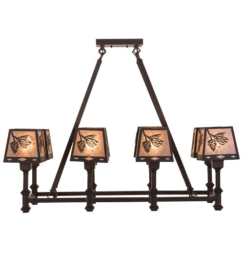 Meyda Lighting Balsam Pine 38" 8-Light Cafe Noir Chandelier With Silver Mica Shade Glass