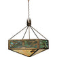 Meyda Lighting Balsam Pine 39" 4-Light Antique Copper Inverted Pendant Light With Green Brown And Beige Iridescent Shade Glass