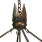 Meyda Lighting Balsam Pine 39" 4-Light Antique Copper Inverted Pendant Light With Green Brown And Beige Iridescent Shade Glass