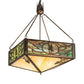Meyda Lighting Balsam Pine 39" 4-Light Antique Copper Inverted Pendant Light With Green Brown And Beige Iridescent Shade Glass