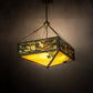 Meyda Lighting Balsam Pine 40" 6-Light Weathered Brass Inverted Pendant Light With Green & Beige Art Shade Glass