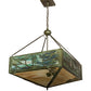 Meyda Lighting Balsam Pine 40" 6-Light Weathered Brass Inverted Pendant Light With Green & Beige Art Shade Glass