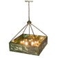 Meyda Lighting Balsam Pine 40" 6-Light Weathered Brass Inverted Pendant Light With Green & Beige Art Shade Glass