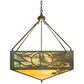 Meyda Lighting Balsam Pine 40" 6-Light Weathered Brass Inverted Pendant Light With Green & Beige Art Shade Glass