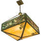 Meyda Lighting Balsam Pine 40" 6-Light Weathered Brass Inverted Pendant Light With Green & Beige Art Shade Glass