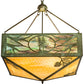 Meyda Lighting Balsam Pine 40" 6-Light Weathered Brass Inverted Pendant Light With Green & Beige Art Shade Glass