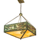 Meyda Lighting Balsam Pine 40" 6-Light Weathered Brass Inverted Pendant Light With Green & Beige Art Shade Glass