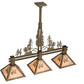 Meyda Lighting Balsam Pine 46" 3-Light Antique Copper Tall Pines Island Pendant Light With Silver Mica Shade Glass