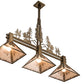 Meyda Lighting Balsam Pine 46" 3-Light Antique Copper Tall Pines Island Pendant Light With Silver Mica Shade Glass
