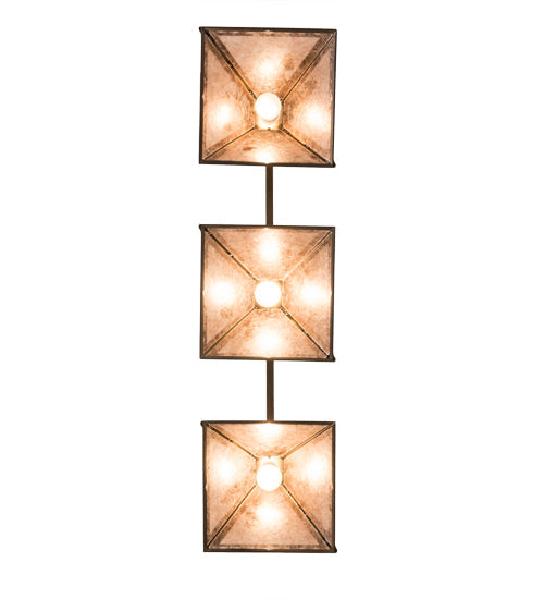Meyda Lighting Balsam Pine 46" 3-Light Antique Copper Tall Pines Island Pendant Light With Silver Mica Shade Glass