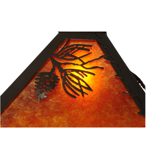 Meyda Lighting Balsam Pine 54" 3-Light Timeless Bronze Pendant Light With Amber Mica Shade Glass