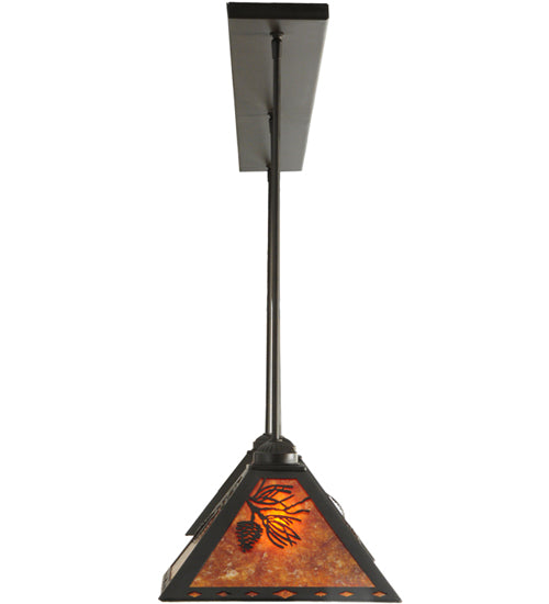 Meyda Lighting Balsam Pine 54" 3-Light Timeless Bronze Pendant Light With Amber Mica Shade Glass
