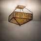 Meyda Lighting Bamboo 23"Sq 4-Light Antique Copper Semi-flush Mount Light With Amber & Green Stained Shade Glass