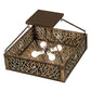 Meyda Lighting Bamboo 23"Sq 4-Light Antique Copper Semi-flush Mount Light With Amber & Green Stained Shade Glass