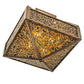 Meyda Lighting Bamboo 23"Sq 4-Light Antique Copper Semi-flush Mount Light With Amber & Green Stained Shade Glass