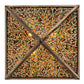 Meyda Lighting Bamboo 23"Sq 4-Light Antique Copper Semi-flush Mount Light With Amber & Green Stained Shade Glass